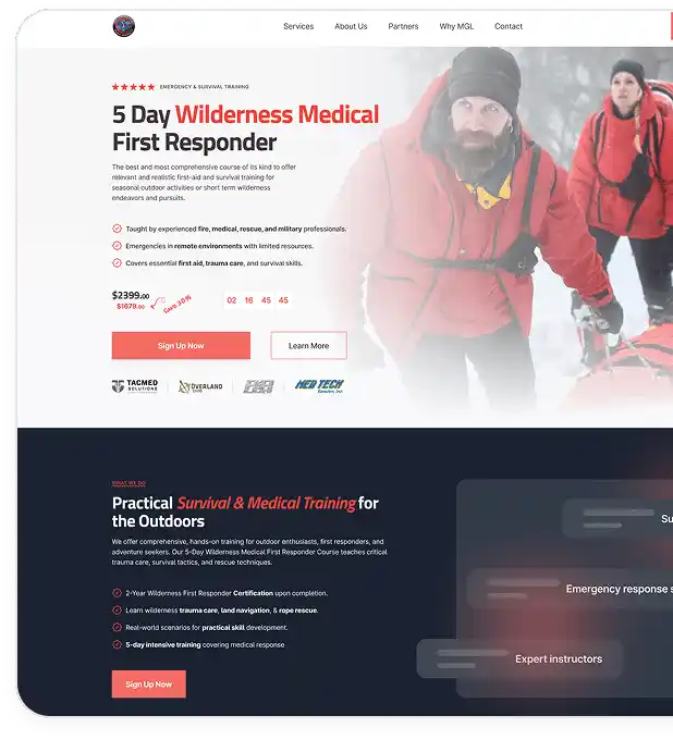 Hero section of True North Medical Safety website, featured in a testimonial showcase.