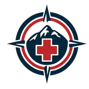 The True North Medical Safety logo with four-sided indicators, a medicine icon, and mountains.