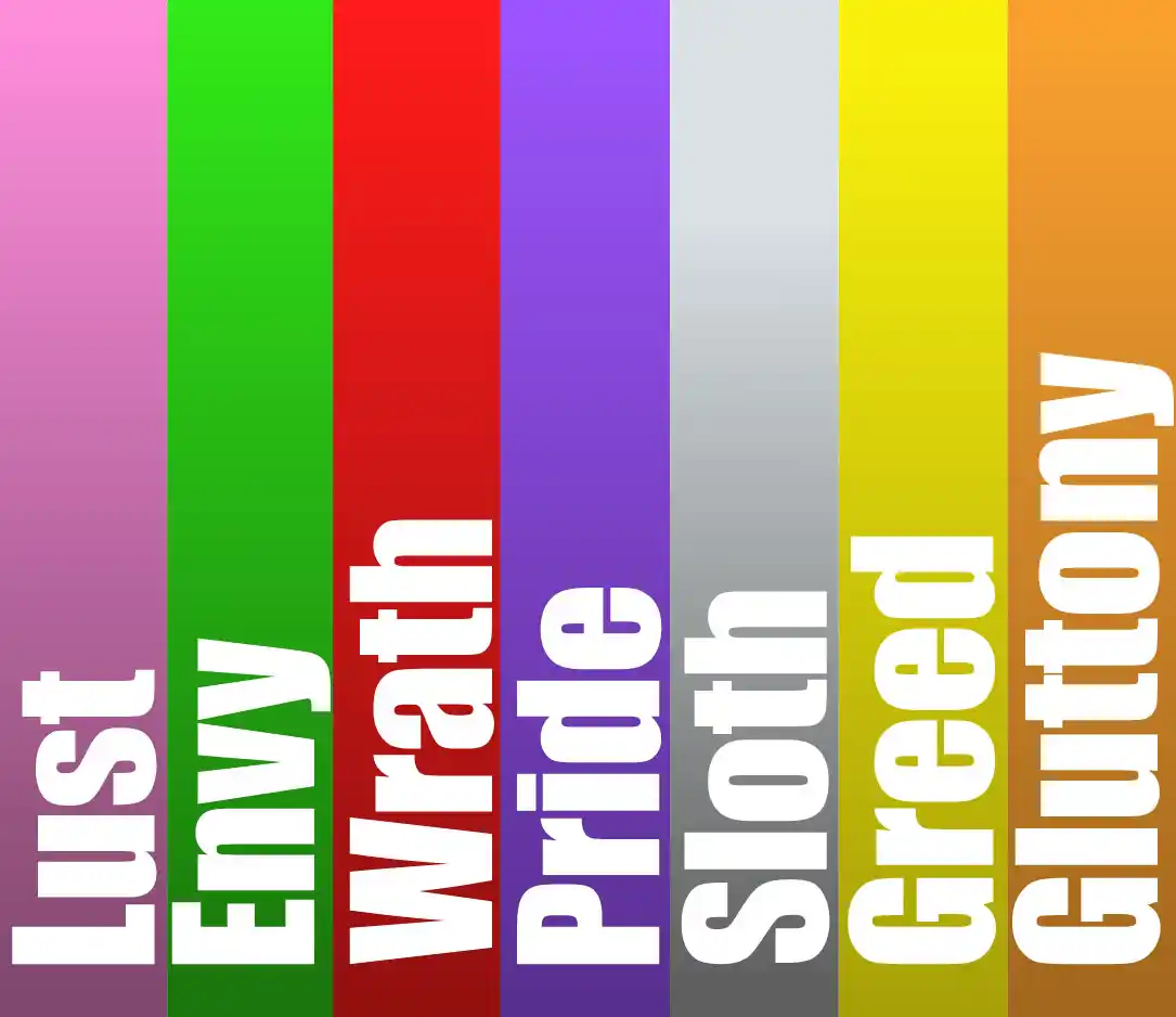 7 deadly sins represented with web design colors