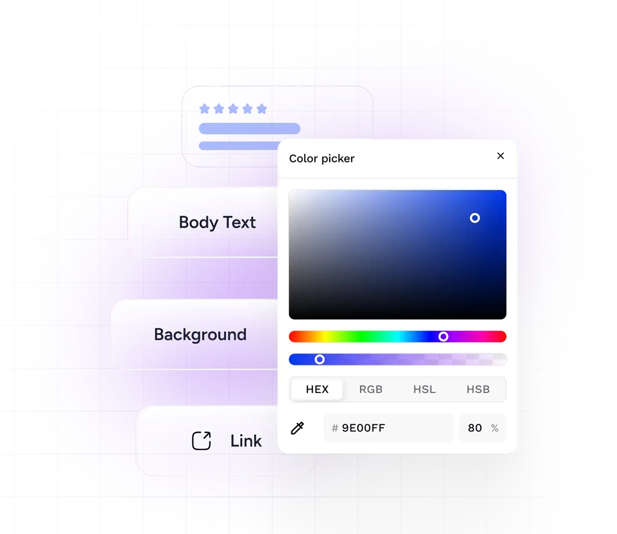 Color picker tool with contrast adjusting options for link body text and background.