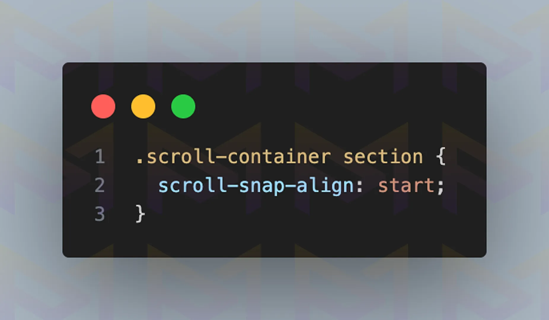 CSS code setting scroll-snap-align: start for sections inside scroll-container